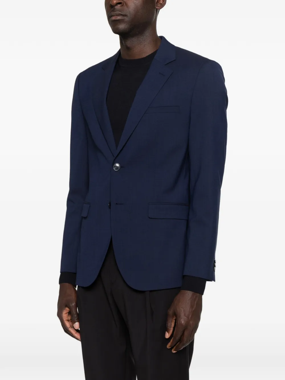BOSS Blazer met enkele rij knopen en gekerfde revers Blauw