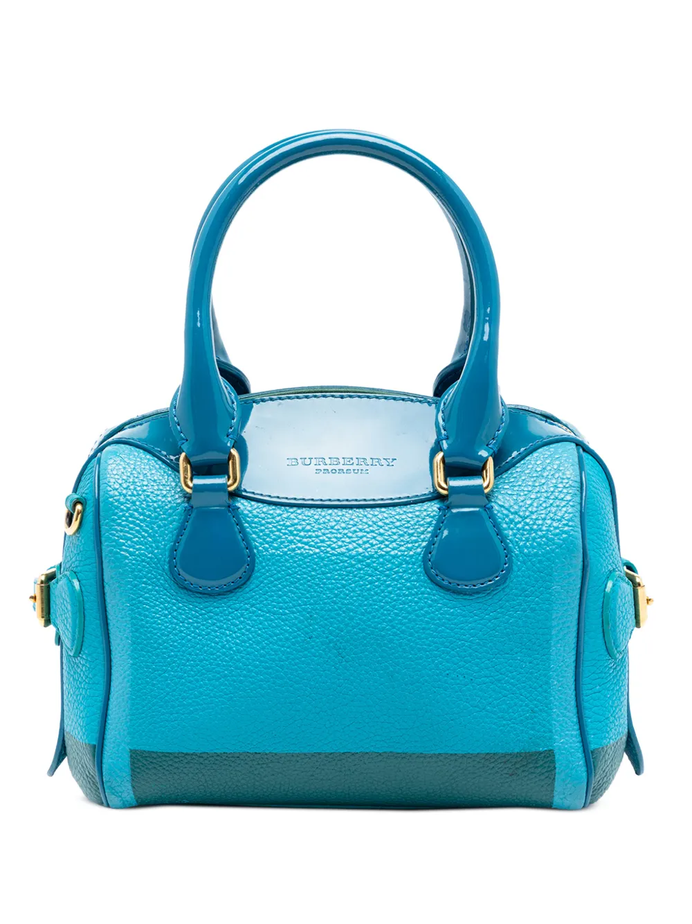 Burberry Pre-Owned 2014-2015 mini dreifarbige Prorsum Boston Satchel-Tasche aus gekörntem Leder - Blau