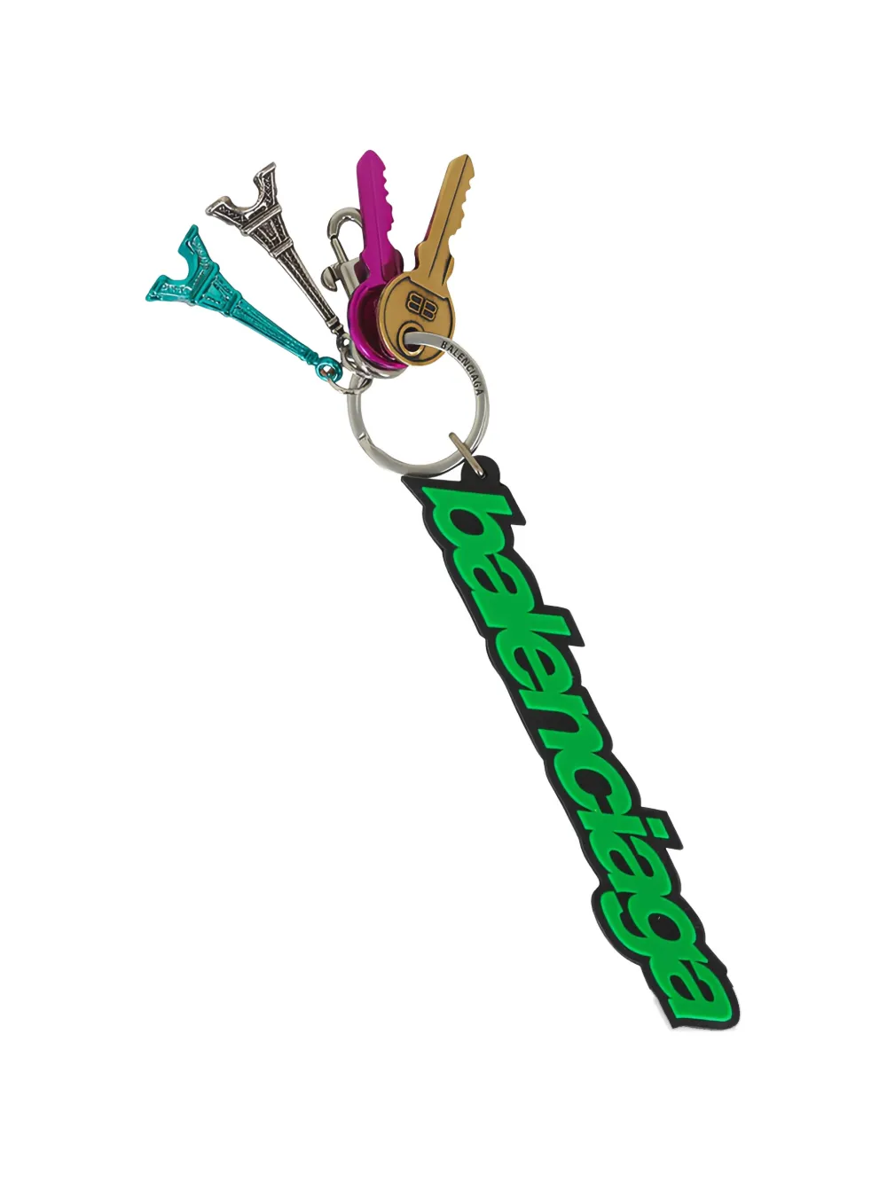 Balenciaga Logo-charm Keyring In Green