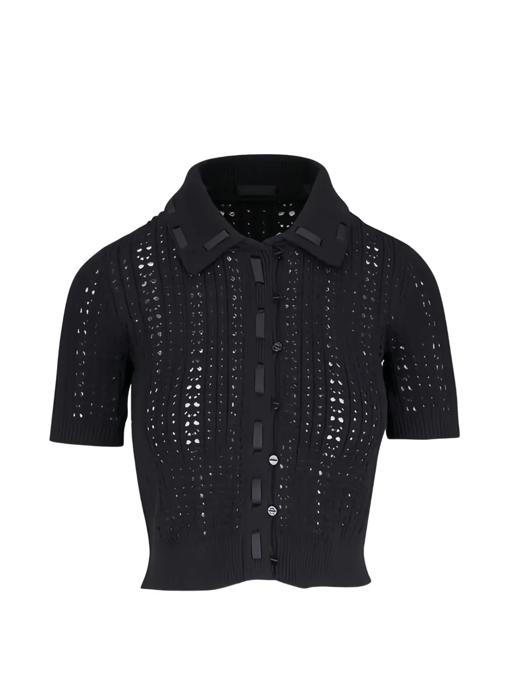 L'agence Ninette Pointelle-knit Top In Black