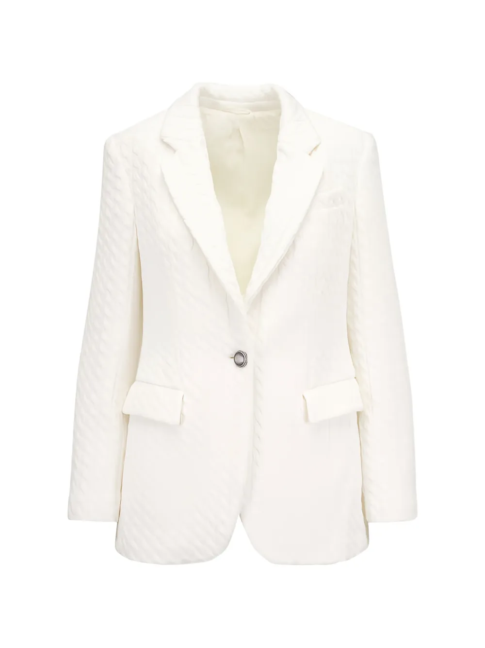Brunello Cucinelli cable-knit single-breasted blazer - Bianco