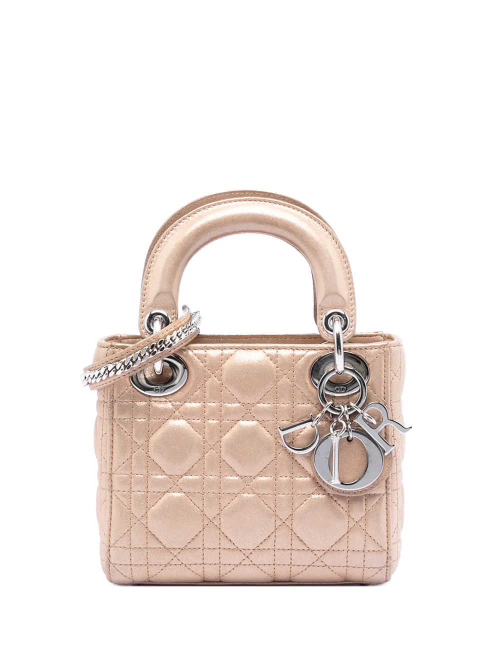 Christian Dior Pre-Owned 2015 Mini Iridescent Lambskin Cannage Lady Dior satchel - Toni neutri