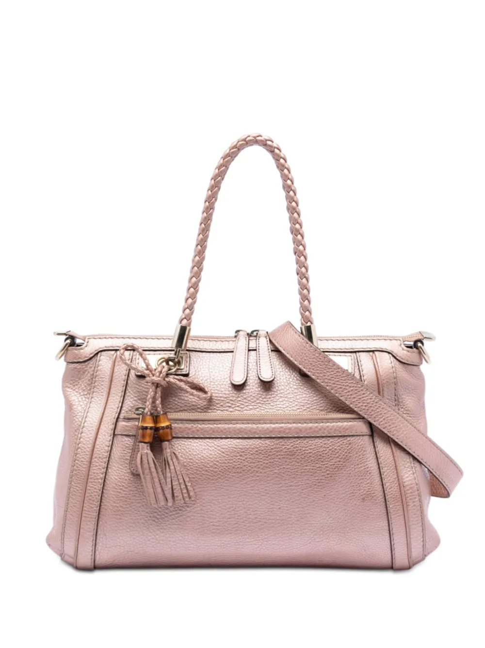 Gucci Pre-Owned 2016-2026 Metallic Pebbled Calfskin Bella satchel - Rosa