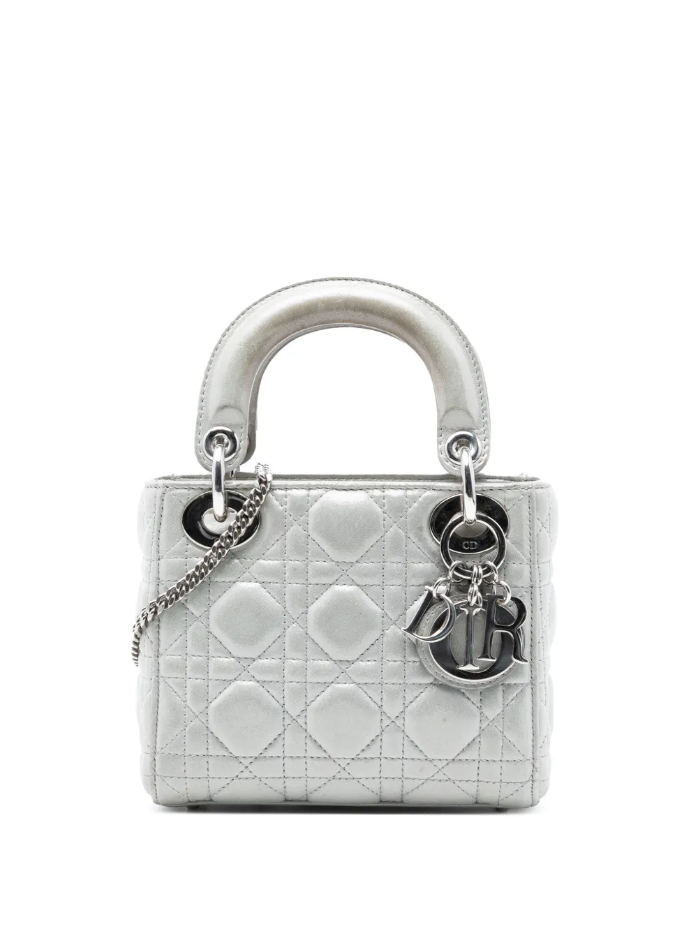 Christian Dior Pre-Owned 2016 mini Cannage Lady Dior Satchel-Tasche - Silber