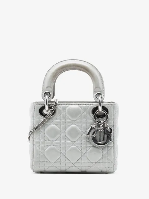 Christian Dior Pre-Owned 2016 Mini Iridescent Lambskin Cannage Lady Dior satchel