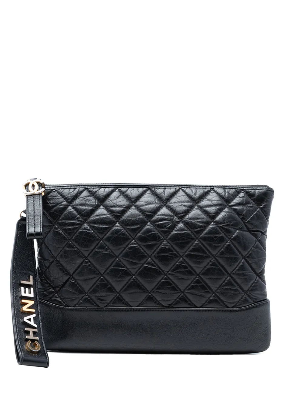 CHANEL Pre-Owned 2019 Medium Aged Calfskin Gabrielle O Case clutch bag - Nero