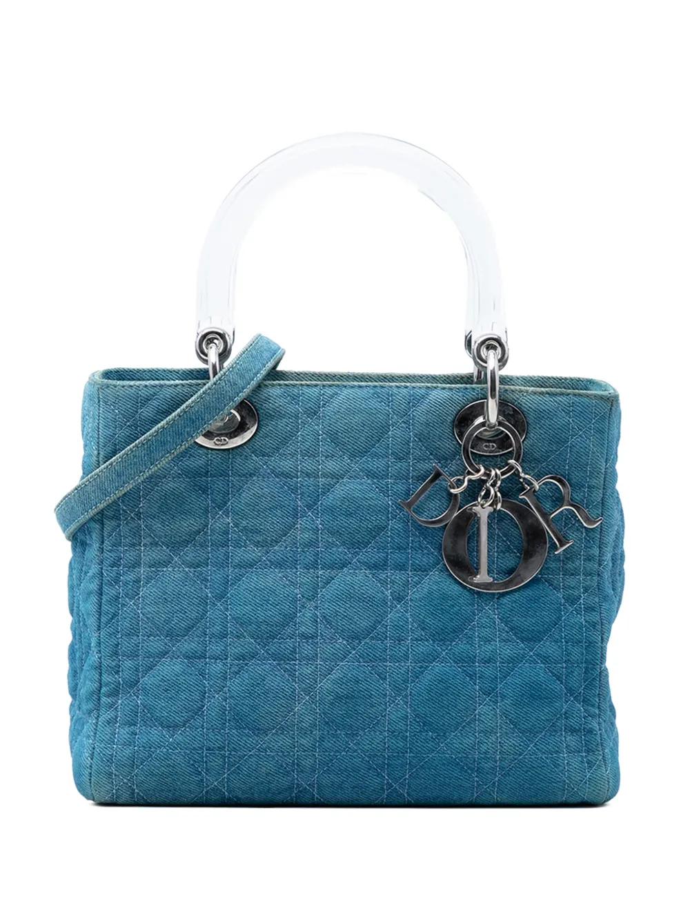 Christian Dior Pre-Owned 1999 große Lady Dior Satchel-Tasche aus Denim mit Cannage-Henkeln - Blau