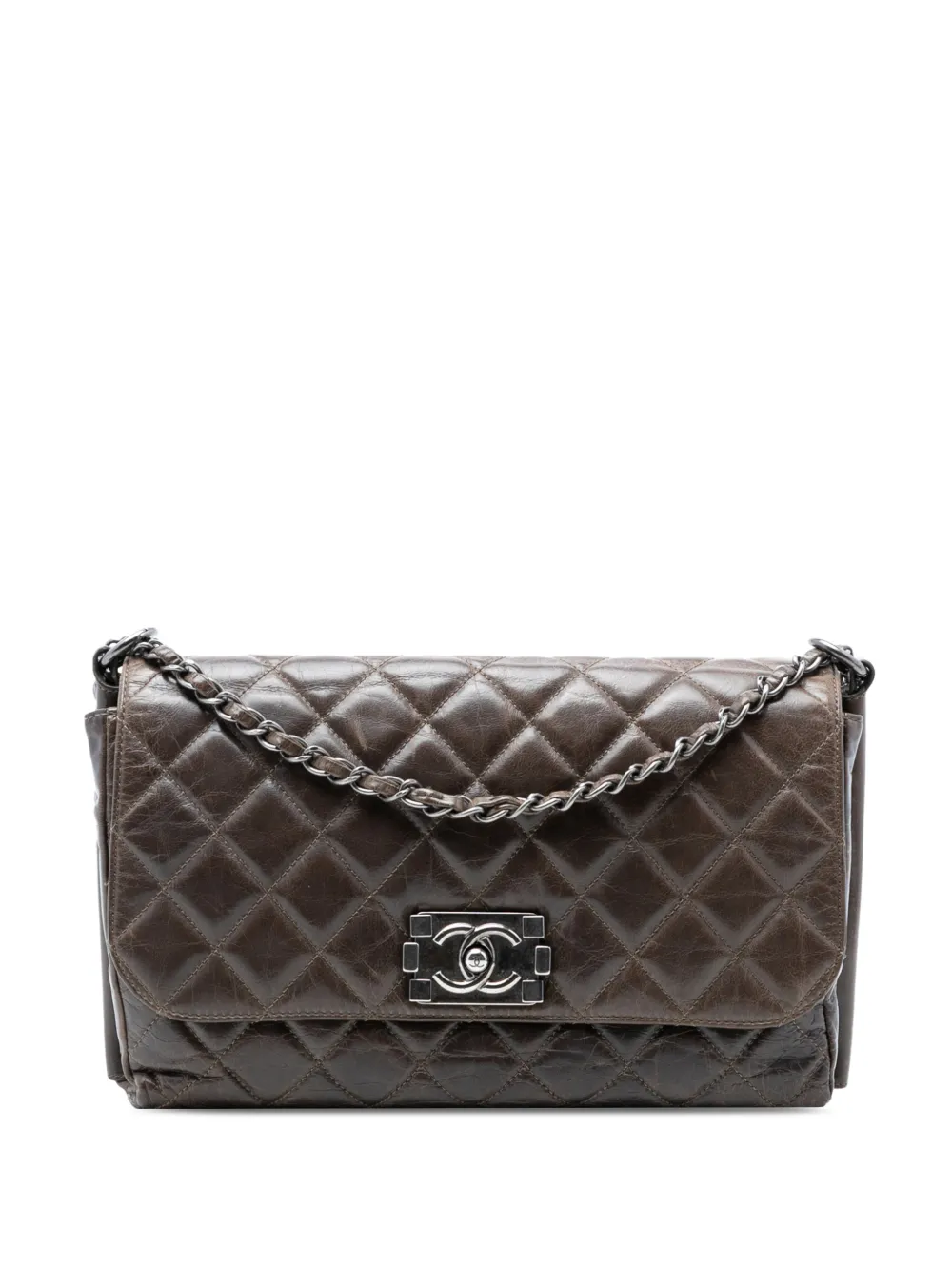 CHANEL Pre-Owned 2012 Quilted Glazed Calfskin Soft Boy Flap shoulder bag - Marrone