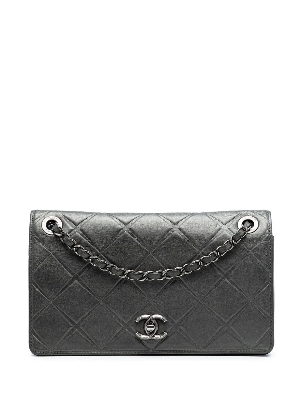 CHANEL Pre-Owned 2016-2017 Medium Embossed Calfskin Propeller Flap shoulder bag - Grigio