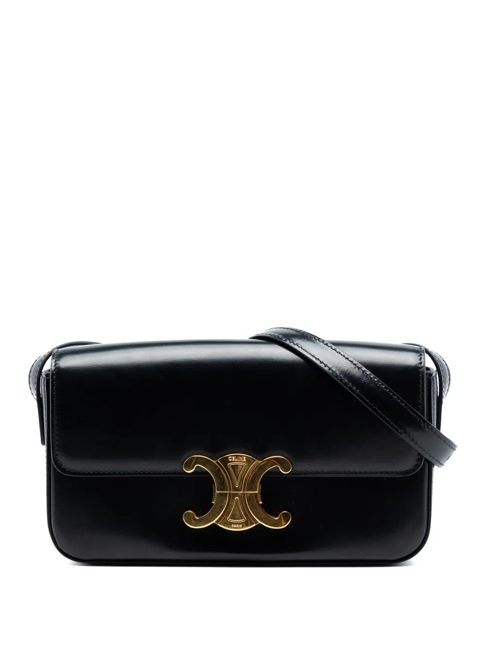 Celine Pre-Owned 2021 Shiny Calfskin Triomphe Claude shoulder bag - Nero