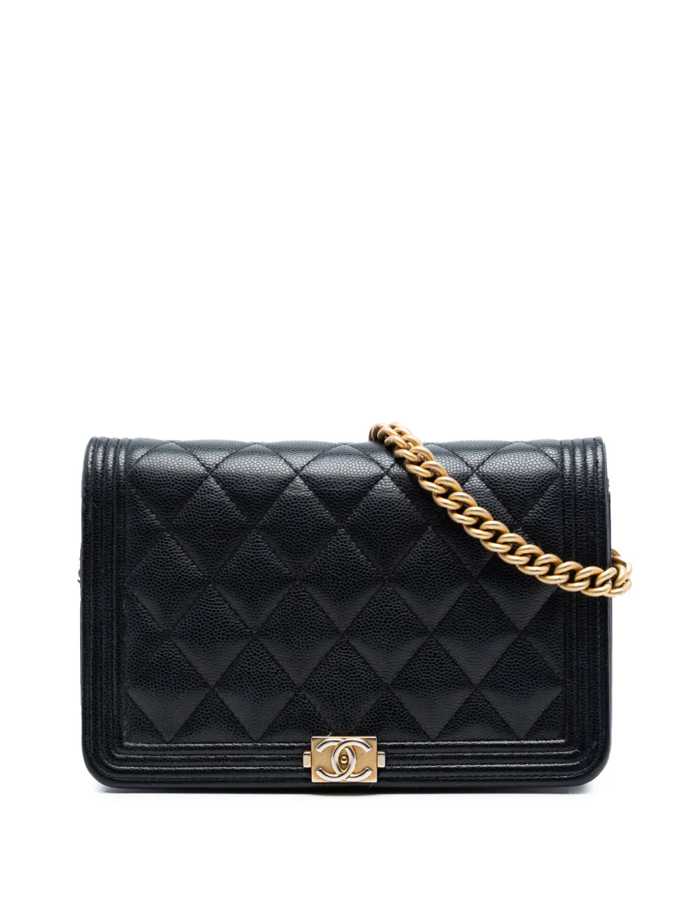 CHANEL Pre-Owned 2019 gestepptes Boy Portemonnaie mit Kettenriemen - Schwarz