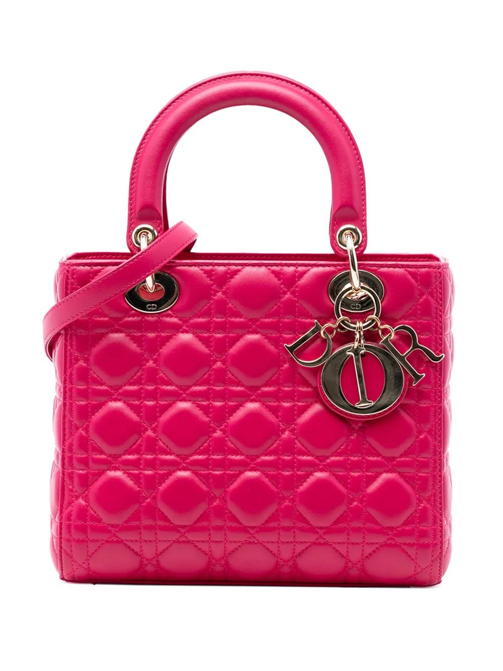 Christian Dior Pre-Owned 2014 mittelgroße Cannage Lady Dior Satchel-Tasche - Rosa