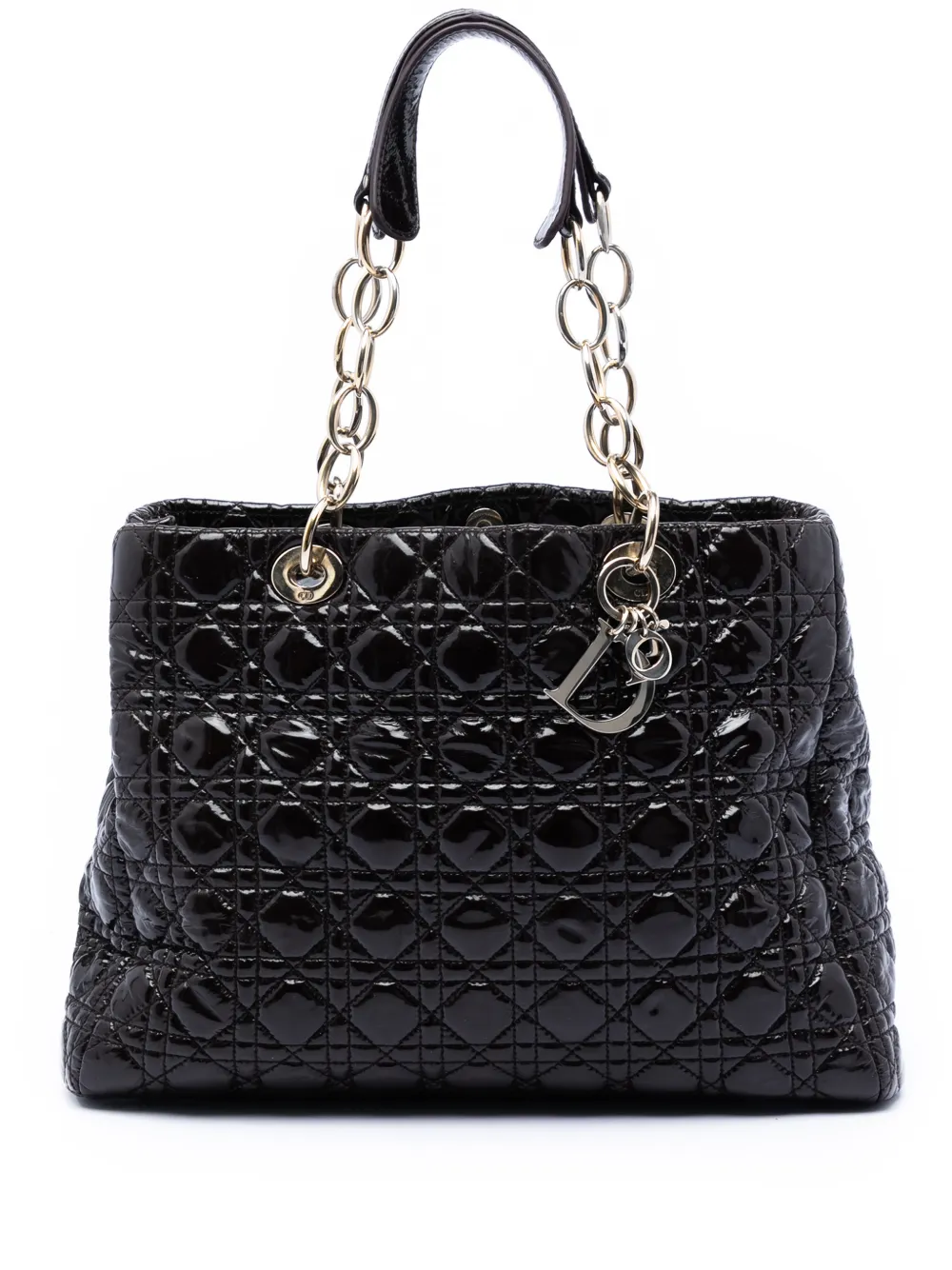 Christian Dior Pre-Owned 2012 Large Patent Cannage Lady Dior Soft Shopping tote bag - Nero