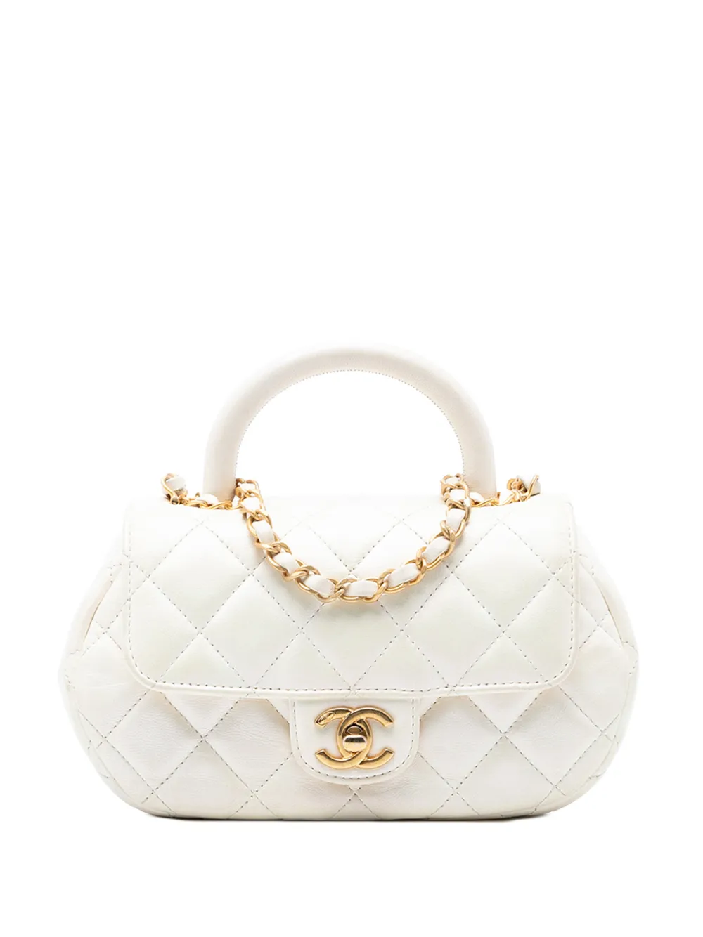 CHANEL Pre-Owned 2021-2026 CC Quilted Lambskin Top Handle Bag satchel - Bianco