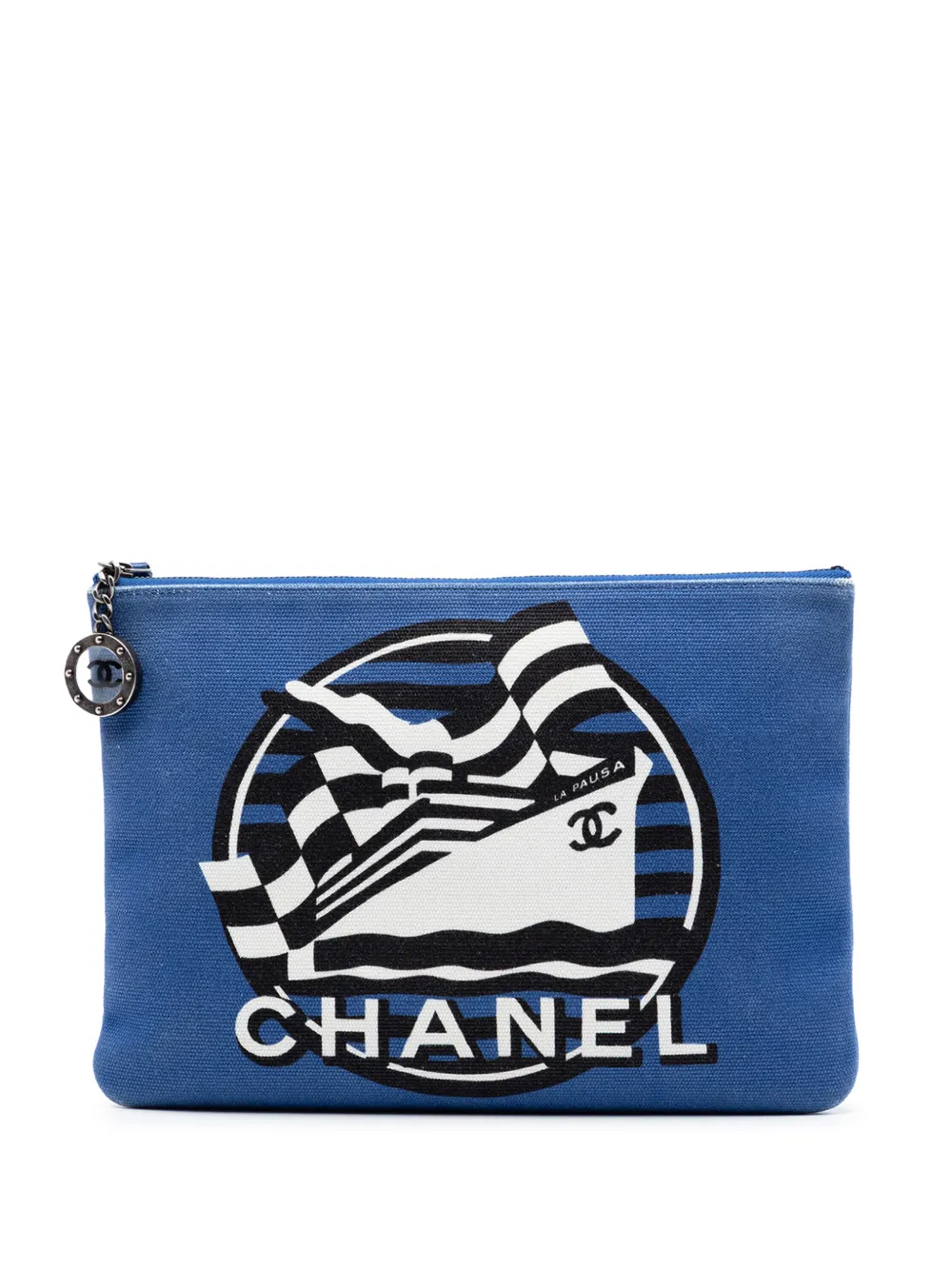 CHANEL Pre-Owned 2018-2019 Medium Canvas La Pausa Zip O Case clutch bag - Blu