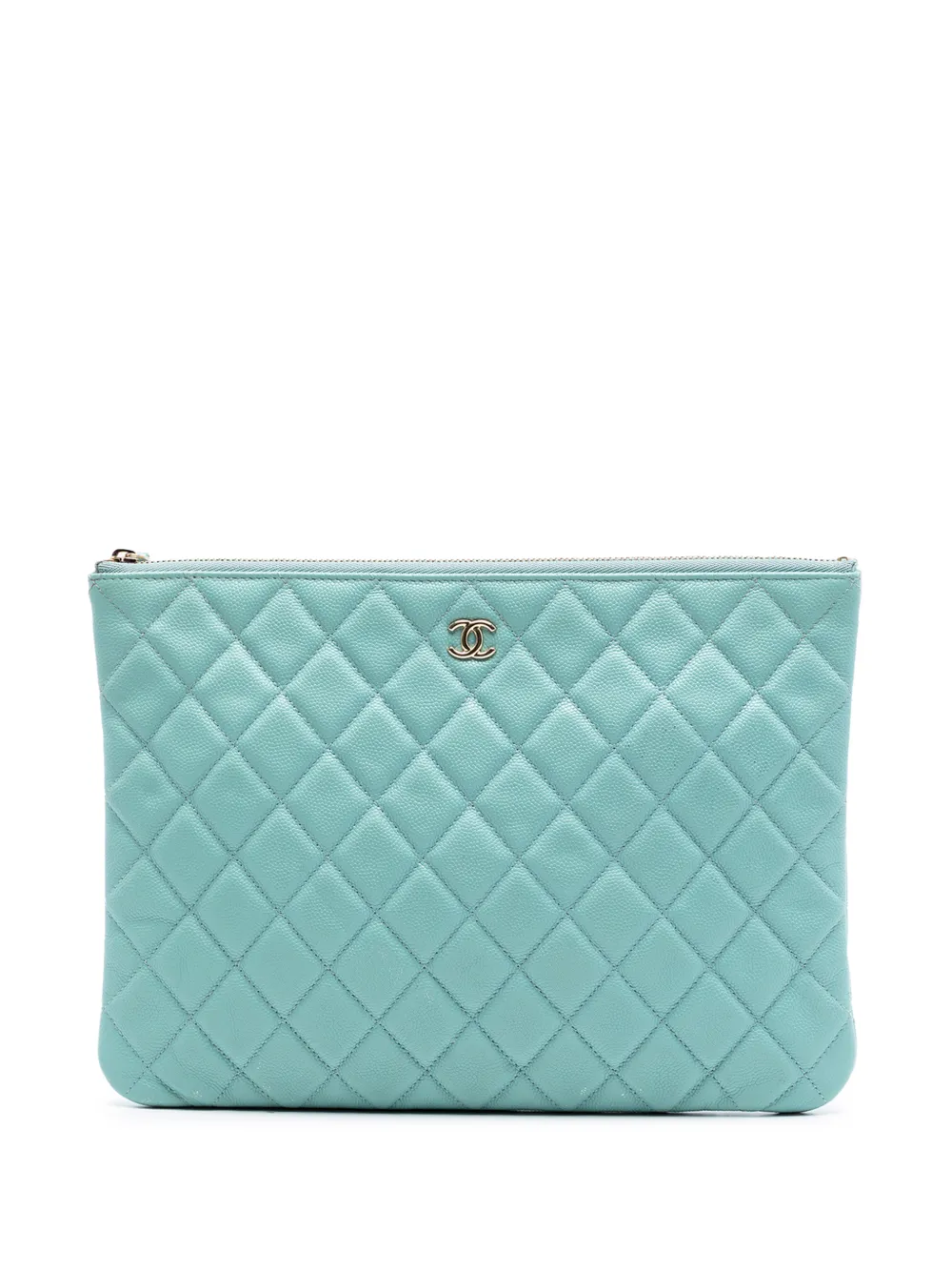 CHANEL Pre-Owned 2019 Medium Quilted Caviar O Case clutch bag - Blue