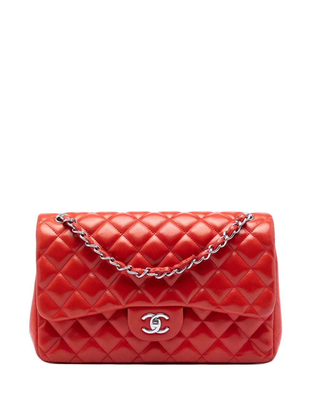 CHANEL Pre-Owned 2010-2011 Jumbo Classic Lambskin Double Flap shoulder bag - Rosso