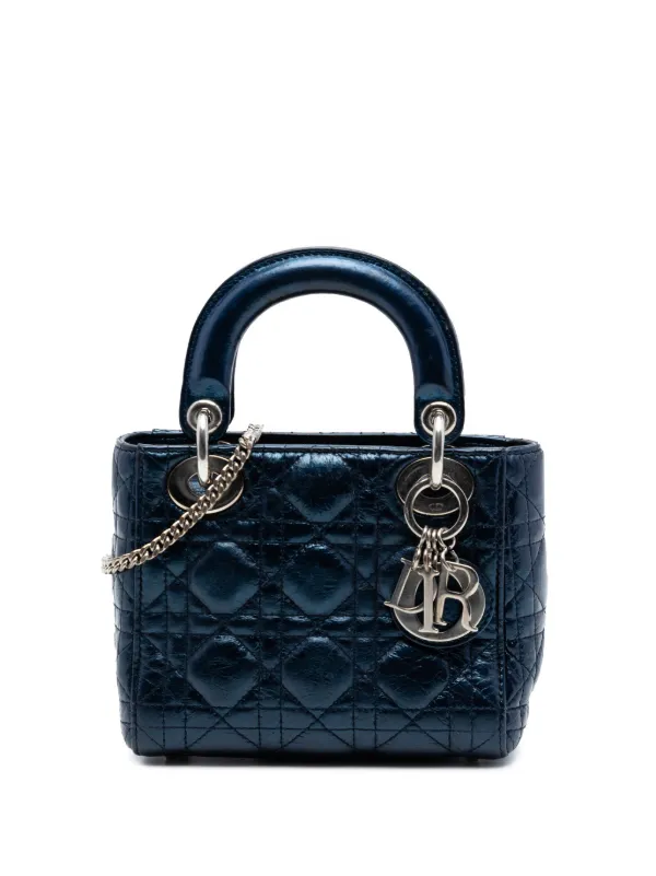 Christian Dior Pre-Owned 2014 Mini Metallic Calfskin Cannage Lady