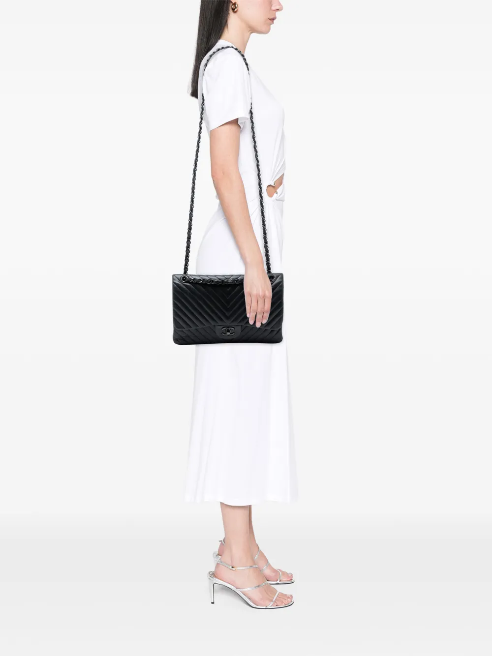  Chanel Pre-owned Bolso De Hombro Classic So Black Double Flap Oversize De Piel De Borrego 2015-2016 - Negro 