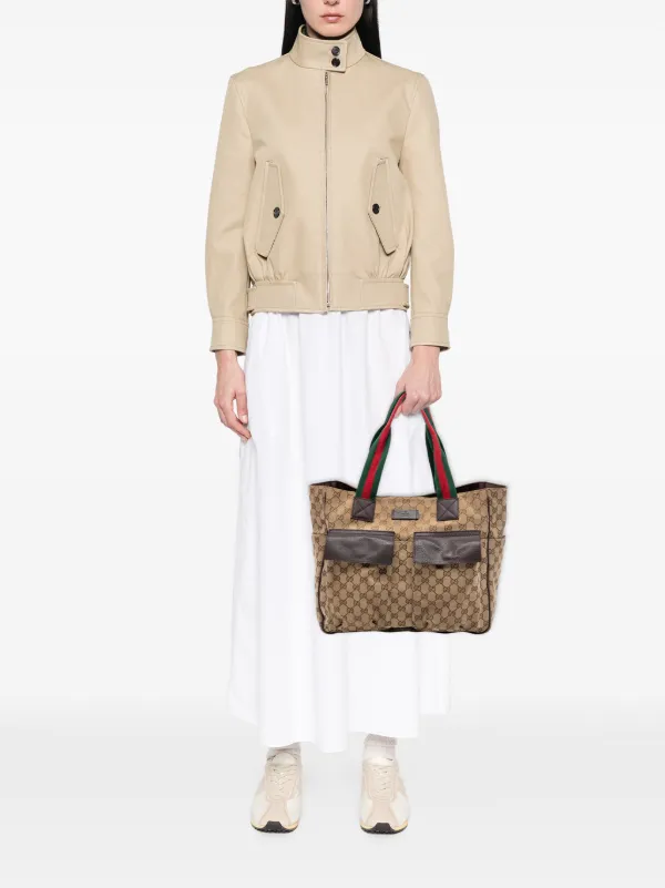 GUCCI GG柄 キャンバス ハンドバッグ Gucci Pre-Owned 2016-2026 GGキャンバス ウェブ ダブルポケット