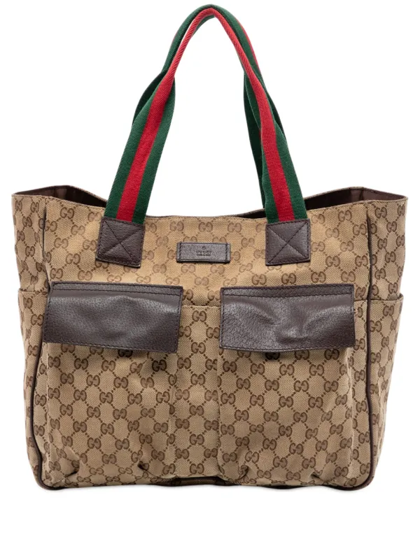 GUCCI トートバッグ キャンバス Gucci Pre-Owned 2016-2026 GGキャンバス ウェブ ダブルポケット