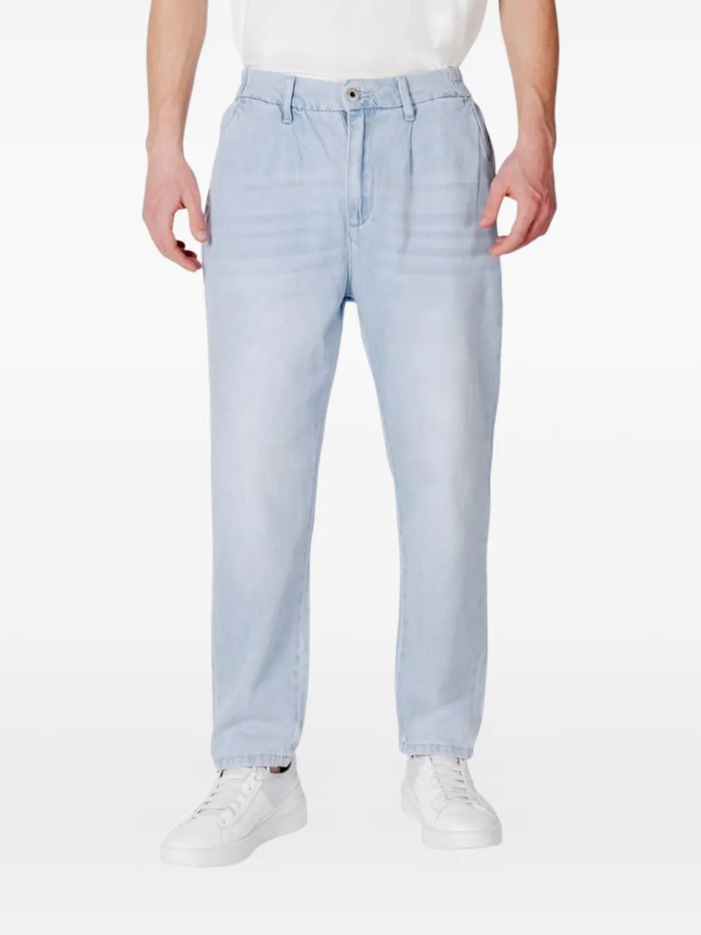 GIANNI LUPO pleated elasticated-waistband jeans - Blu