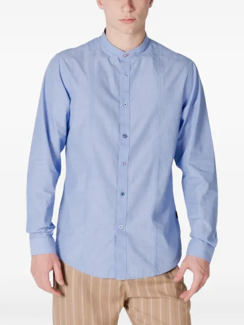GIANNI LUPO mandarin-collar panelled shirt