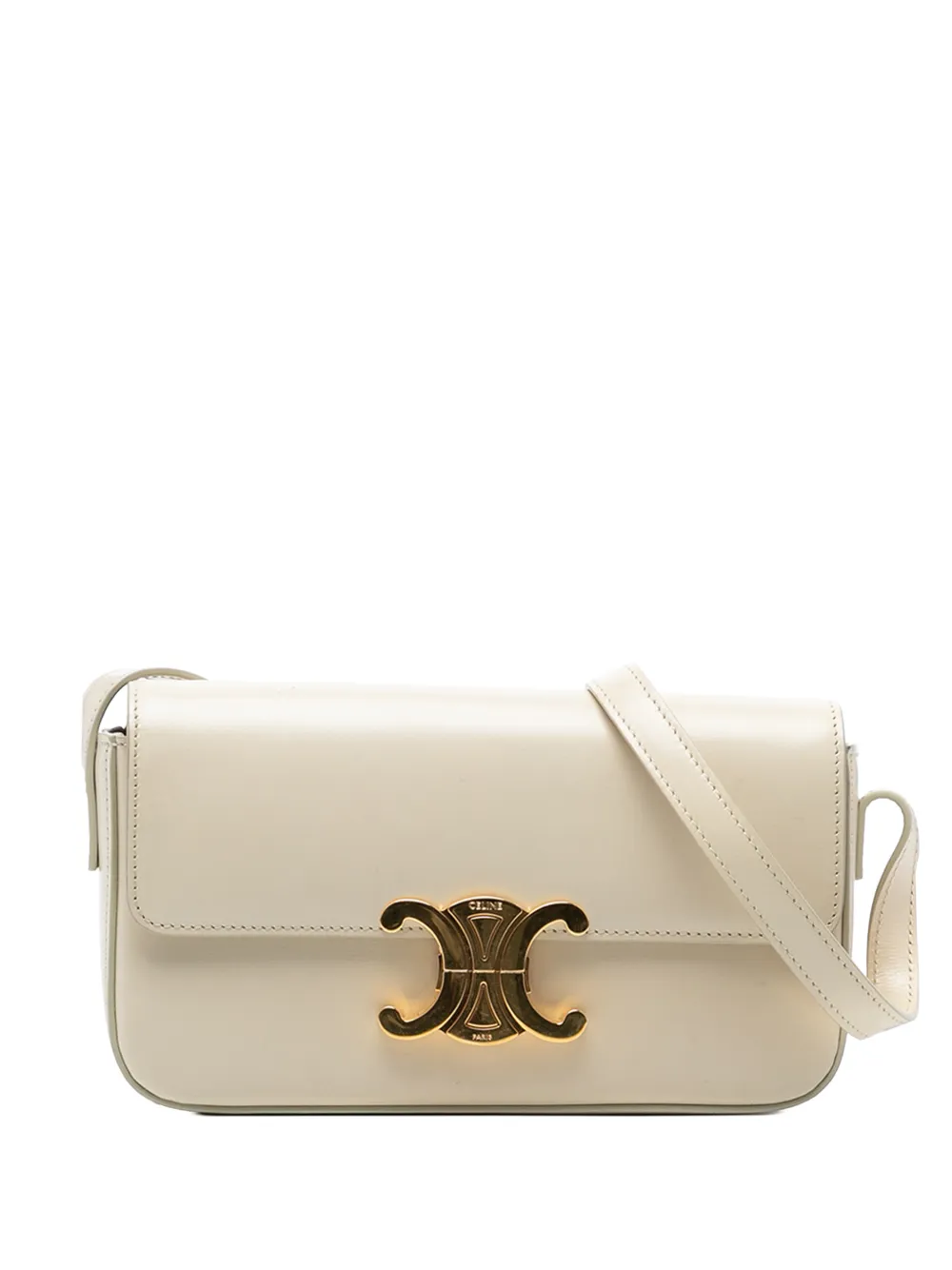 Celine Pre-Owned 2021 Shiny Calfskin Triomphe Claude shoulder bag - Marrone