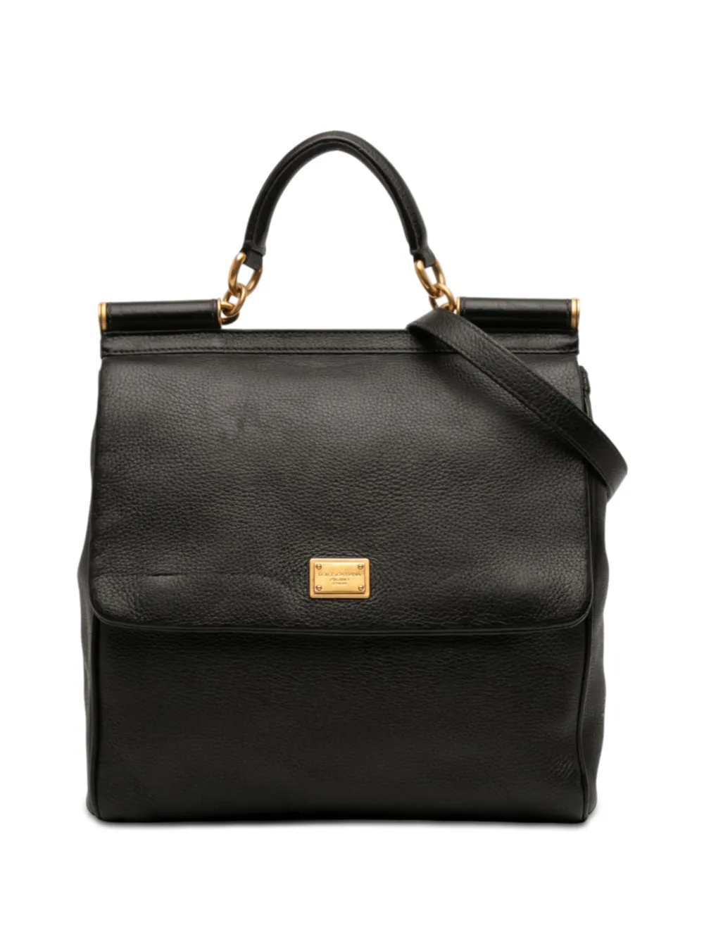 Dolce & Gabbana Pre-Owned 2009-2026 Calfskin Flat Sicily satchel - Nero