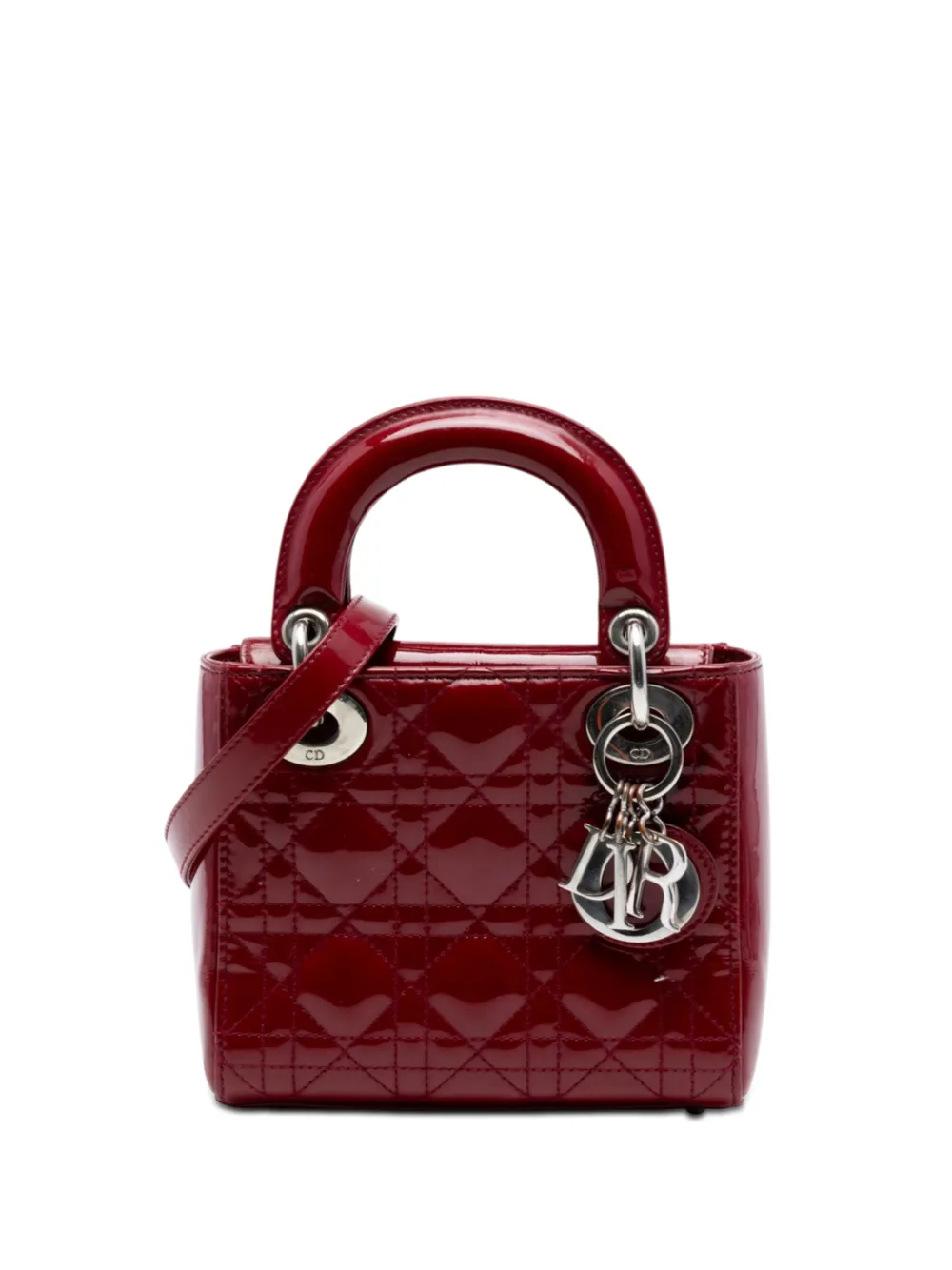 Christian Dior Pre-Owned 2014 Mini Patent Cannage Lady Dior satchel - Rosso