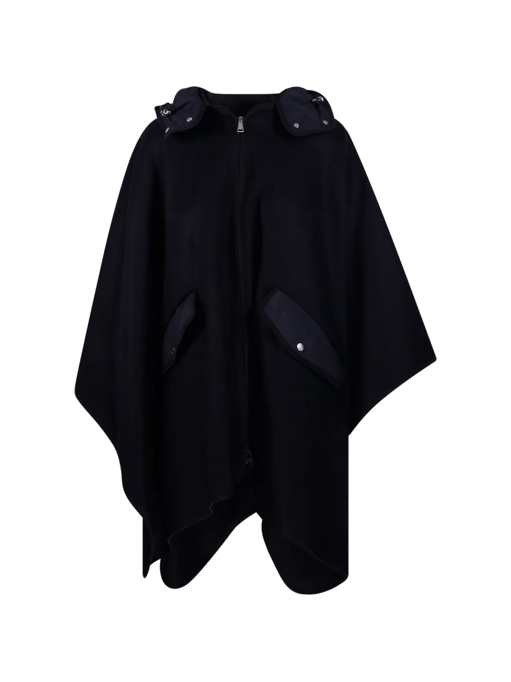 MONCLER logo-patch hooded cape - Blau