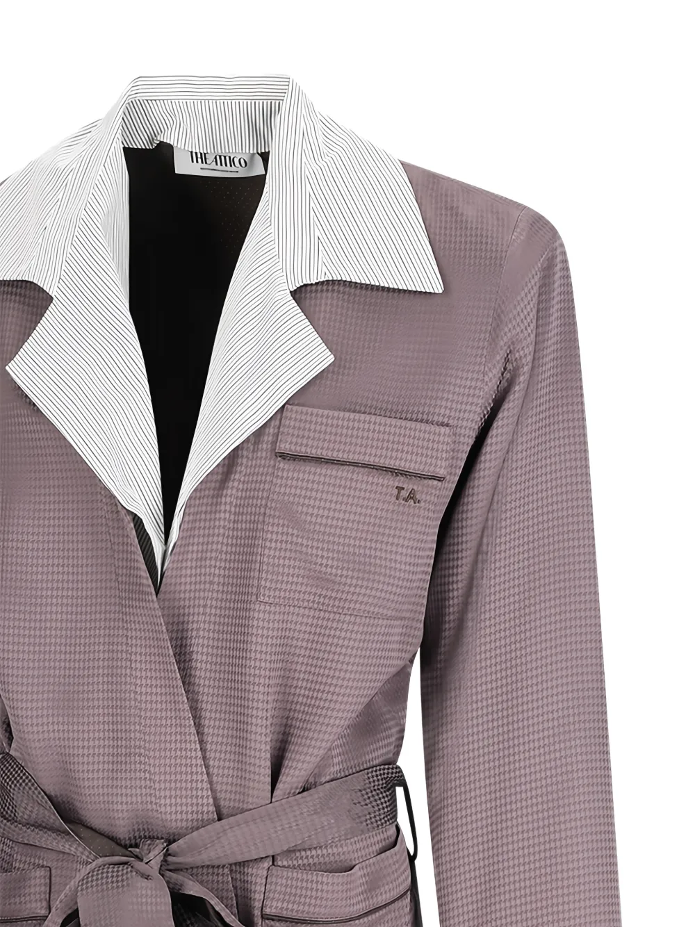 The Attico Jack met pied-de-poule print en ceintuur Paars