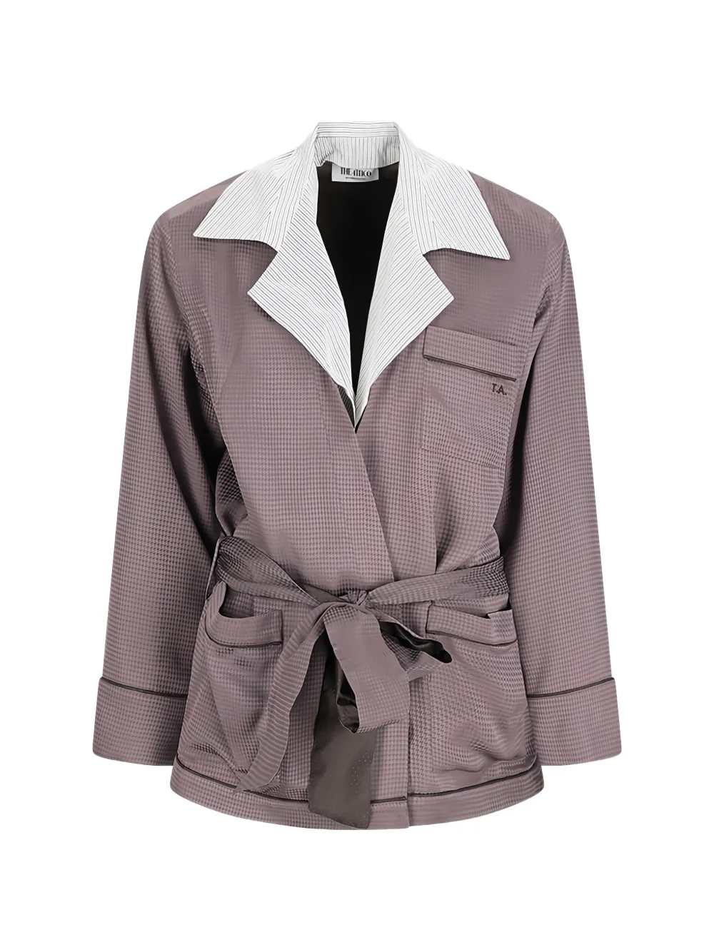 The Attico belted houndstooth-pattern jacket - Viola