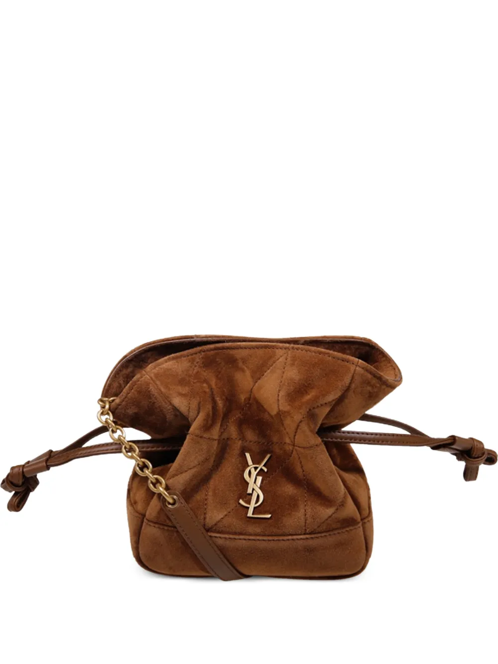 Saint Laurent quilted suede cross body bag - Braun