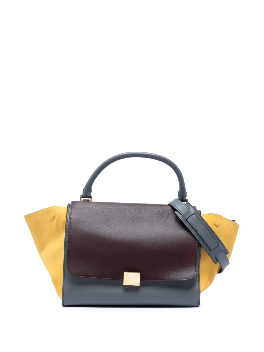 Celine Pre-Owned 2012 mittelgroße Tricolor Trapeztasche aus Kalbs- und Wildleder - Grau