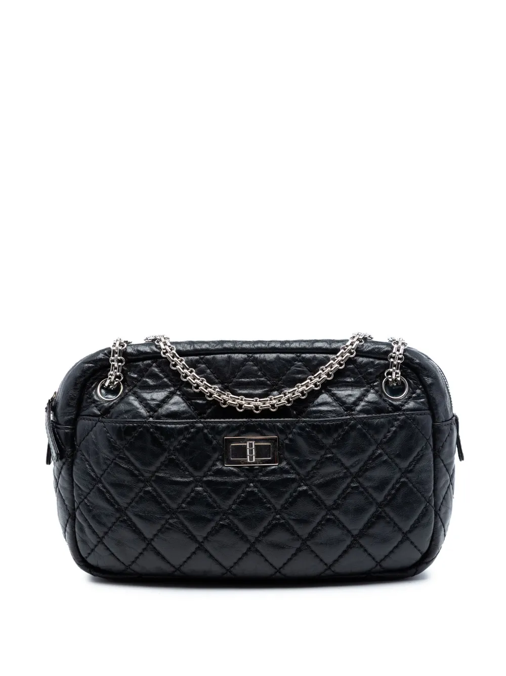 CHANEL Pre-Owned 2008-2009 Small Quilted Aged Calfskin Reissue 2.55 Camera Bag shoulder bag - Black