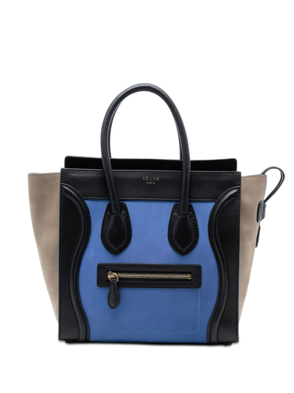 Celine Pre-Owned 2012 Micro Tricolor Calfskin and Suede Luggage tote bag - Blu