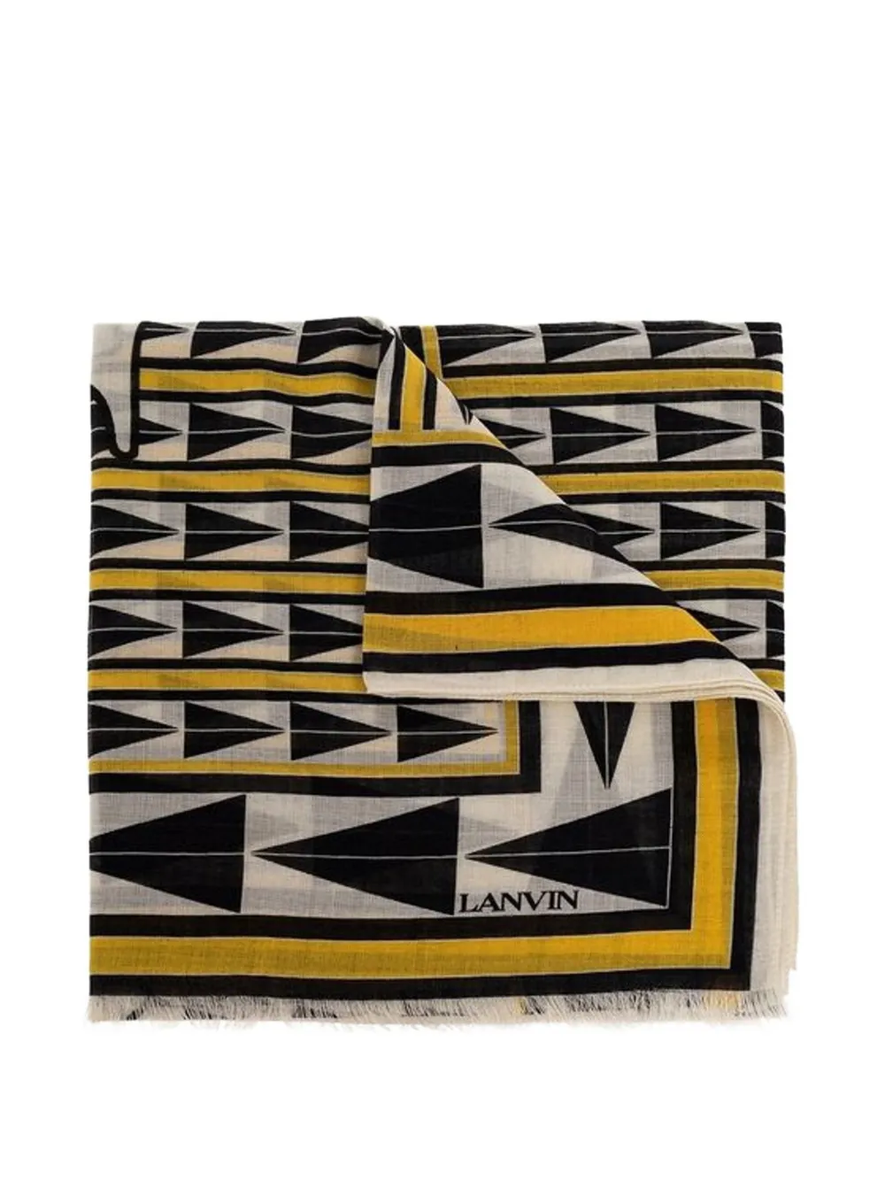 Lanvin geometric-print fringed scarf - Nude