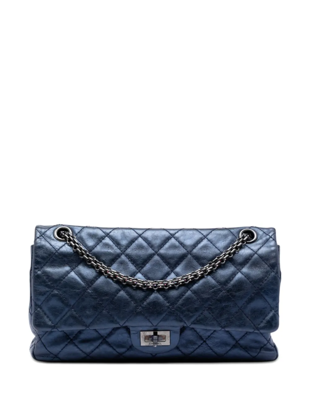 CHANEL Pre-Owned 2008-2009 Quilted Metallic Aged Calfskin Reissue 2.55 Double Flap 226 shoulder bag - Blue