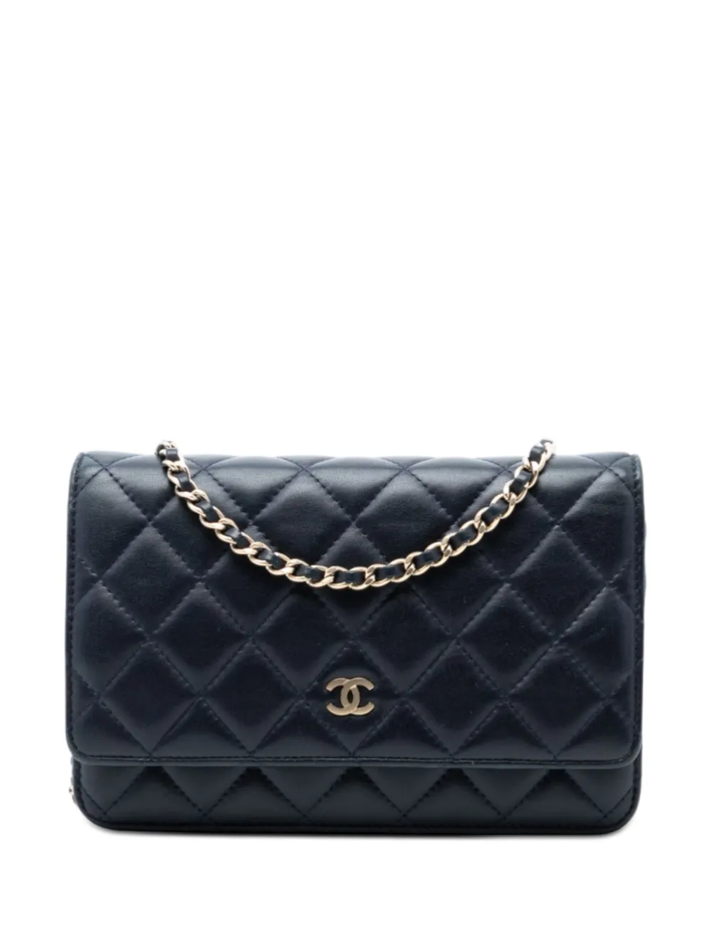 CHANEL Pre-Owned 2014-2015 CC Quilted Lambskin Wallet On Chain crossbody bag - Blu