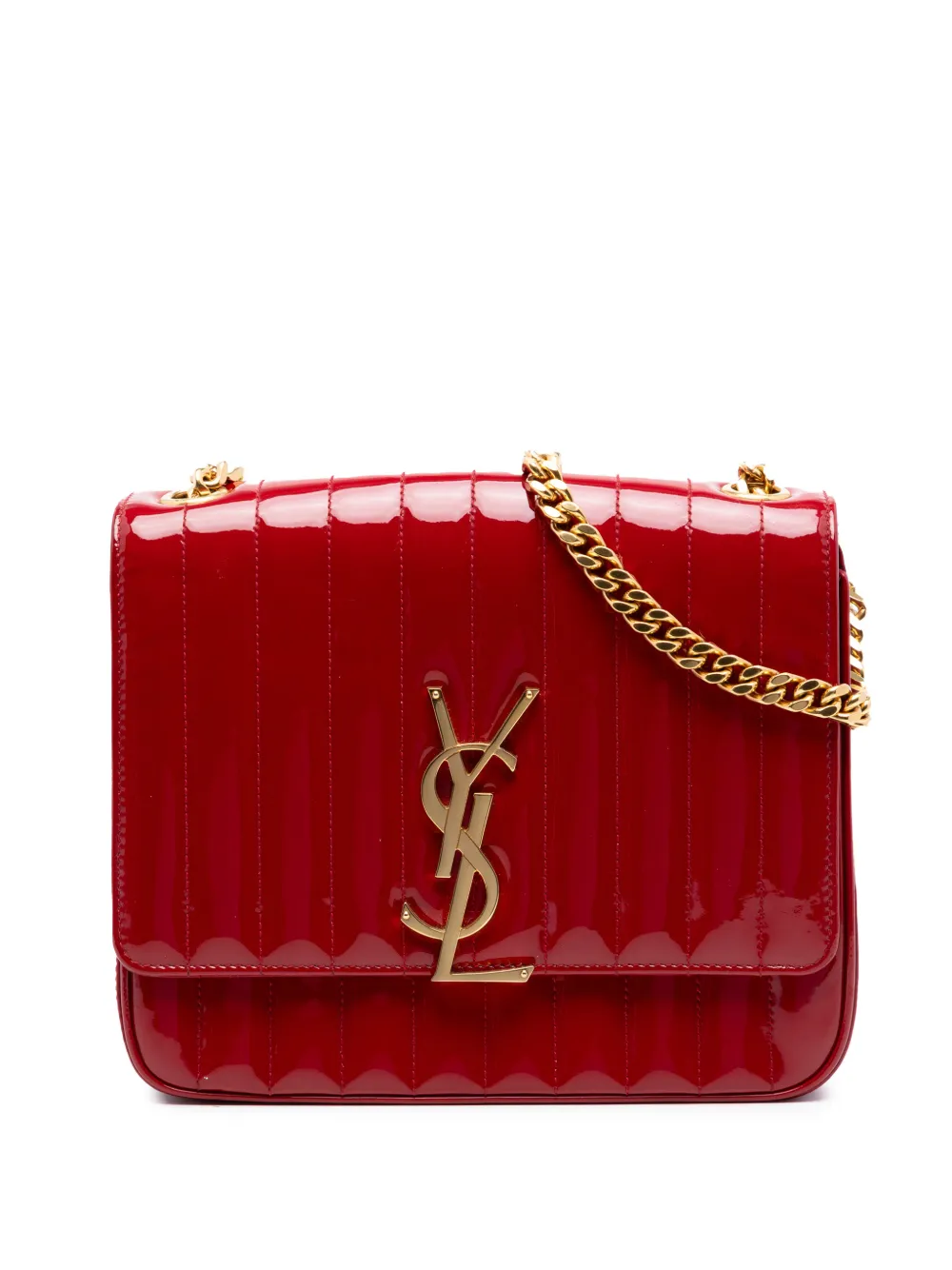 Saint Laurent Pre-Owned 2018 Large Quilted Patent Monogram Vicky Chain Bag crossbody bag - Rot
