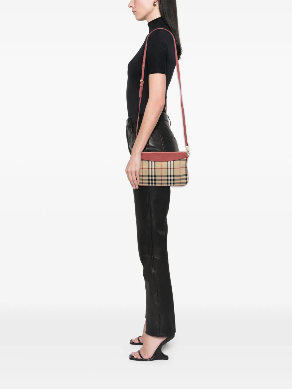  Burberry Pre-owned Bandolera Peyton De Lona Haymarket Check 2023-2026 - Neutro 
