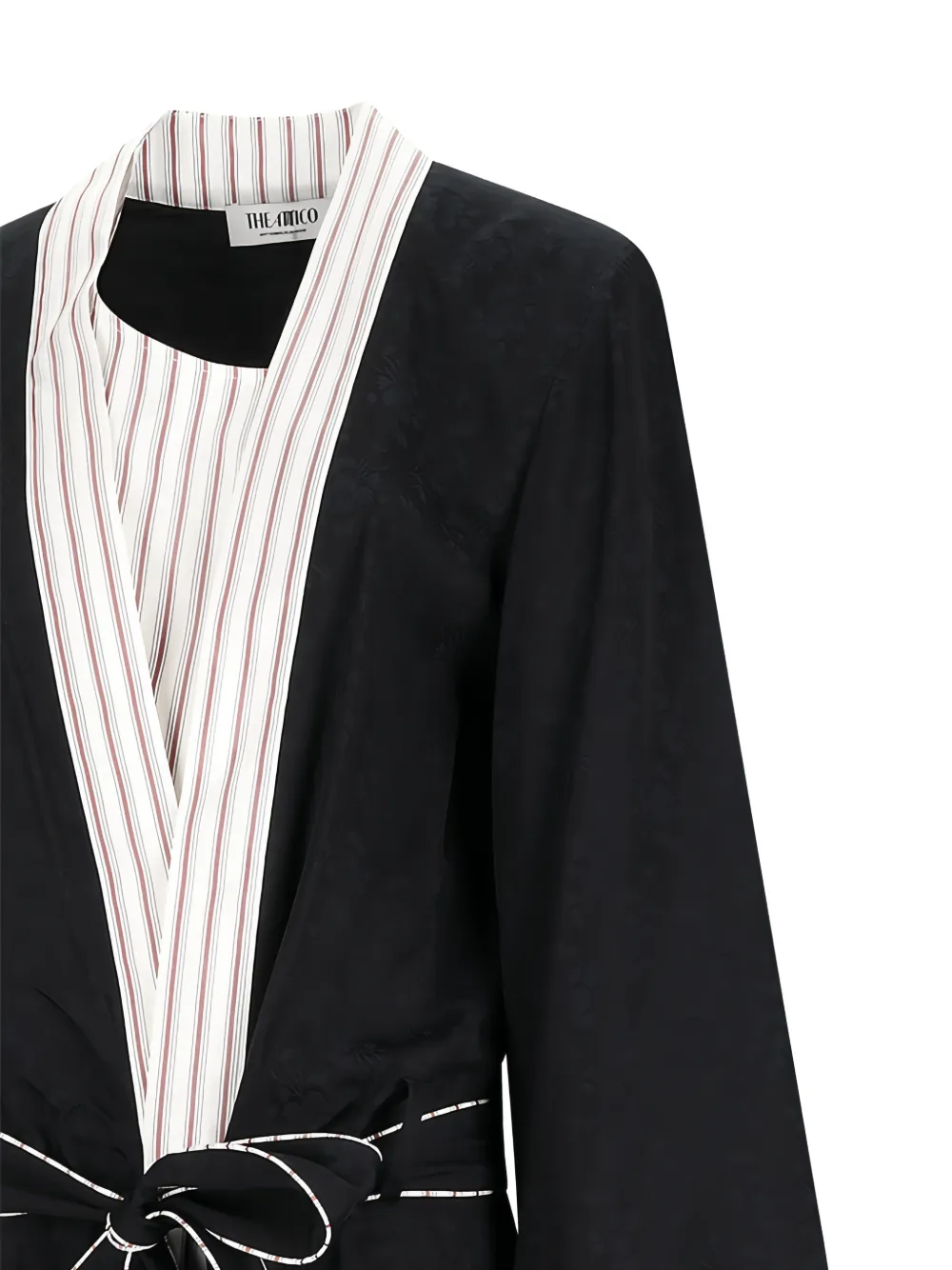 The Attico Trenchcoat met bloemen jacquard en gestreepte afwerking Zwart