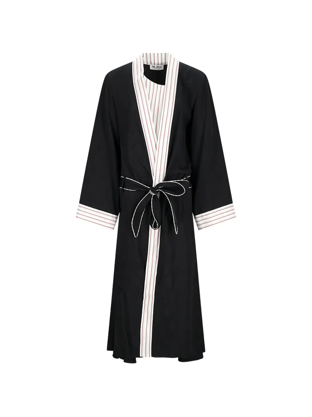 The Attico floral-jacquard striped-trim trench coat - Schwarz