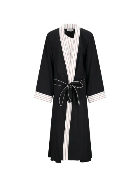The Attico floral-jacquard striped-trim trench coat
