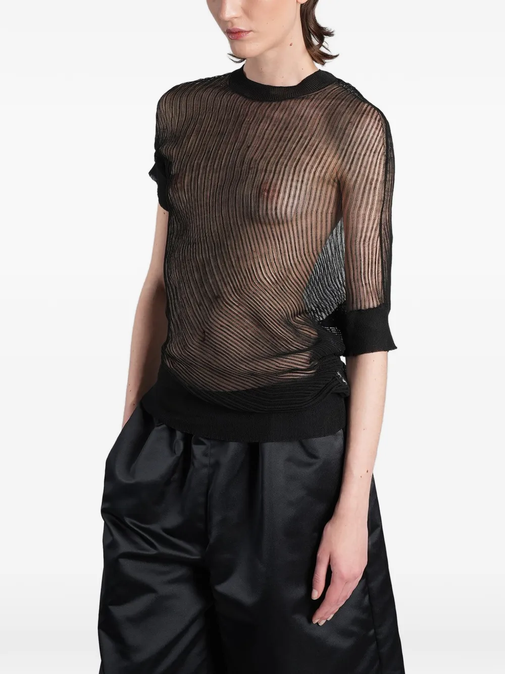 Junya Watanabe Asymmetrisch T-shirt Zwart