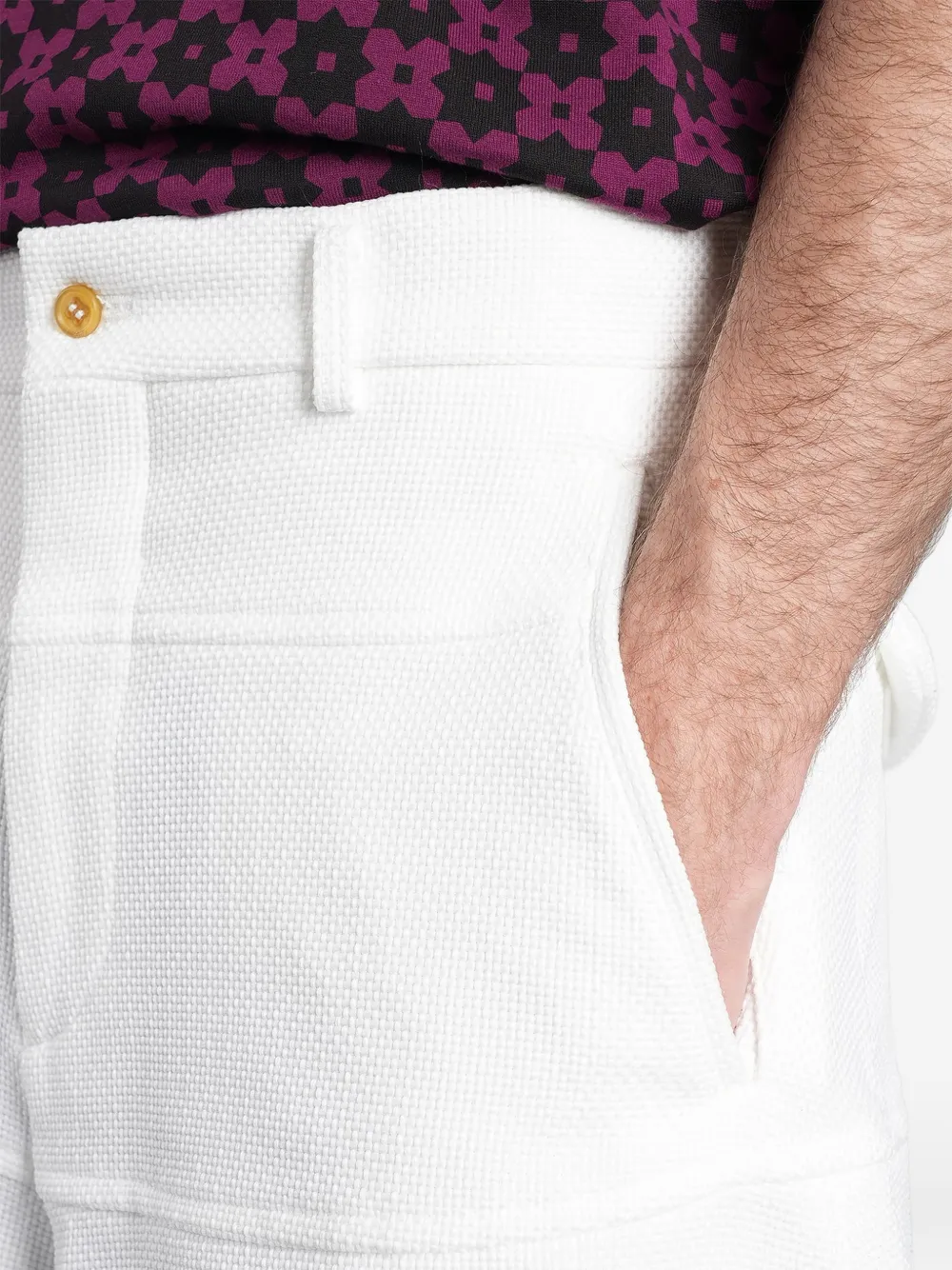 Comme des Garçons Homme Plus Shorts met wafelpatroon en vlakken Wit