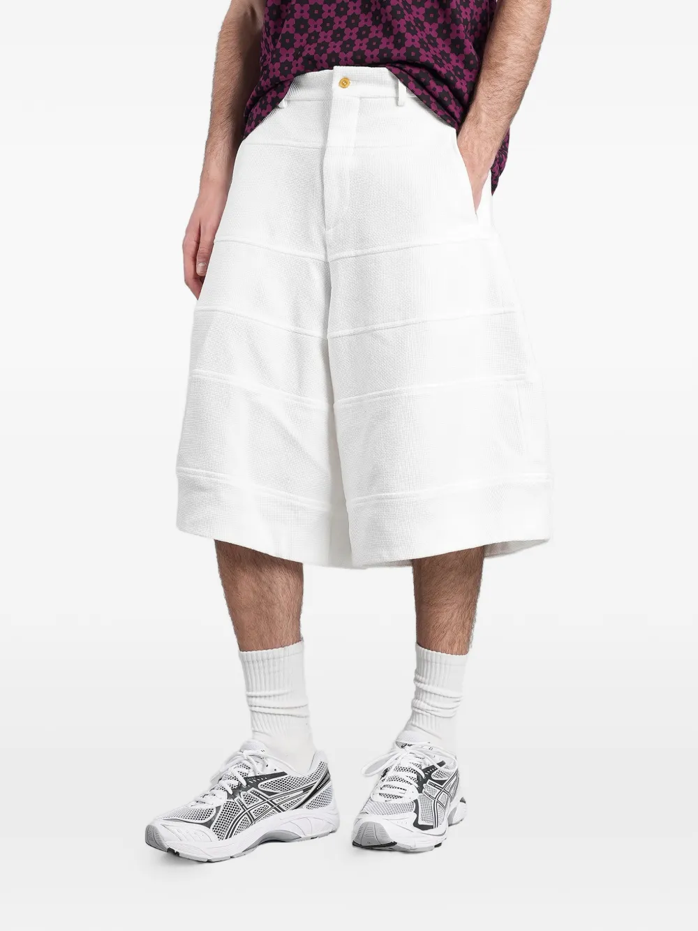 Comme des Garçons Homme Plus Shorts met wafelpatroon en vlakken Wit