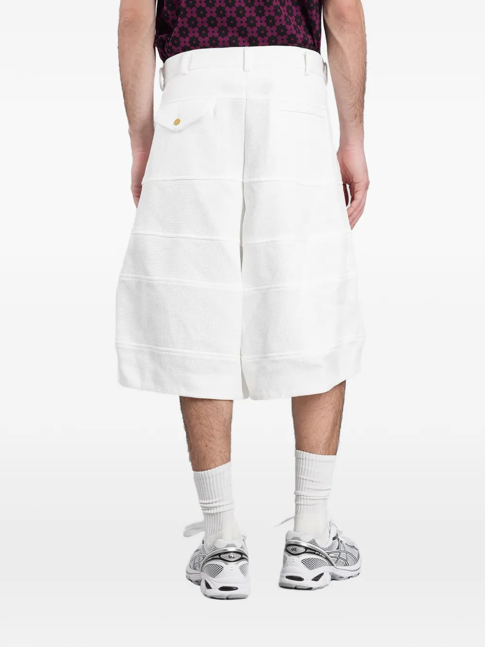 Comme des Garçons Homme Plus Shorts met wafelpatroon en vlakken Wit