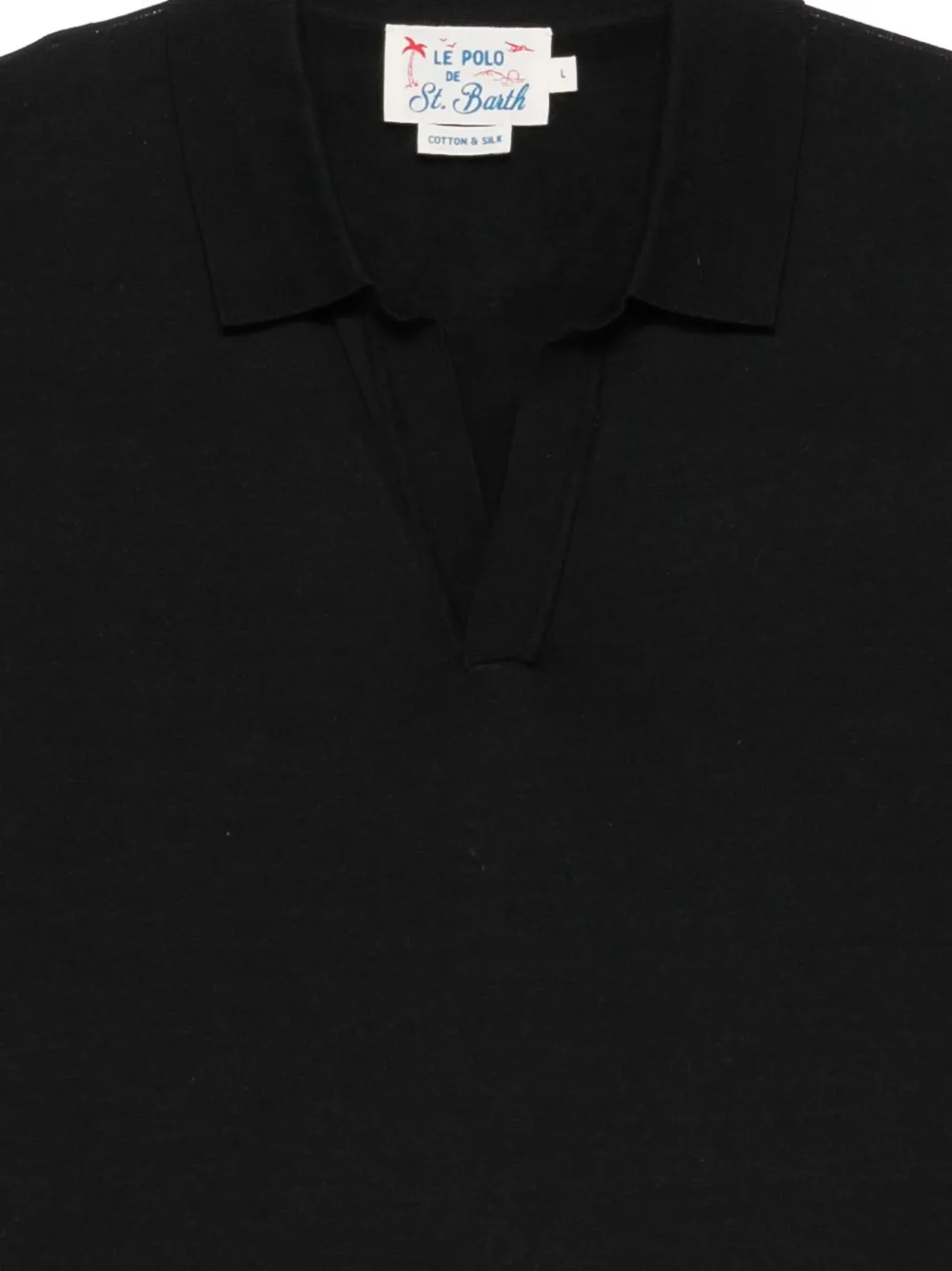 MC2 Saint Barth T-shirt met halve knoop en polokraag Zwart